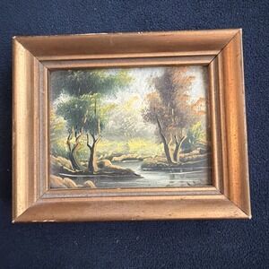 Vtg Framed Miniature Hand Painted Made‎ in Spain Gallery Painting 3.25"x2.75"